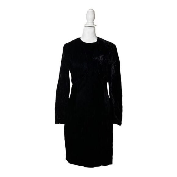 Scott & Jessica McClintock Gunne Sax Formal Dress Velour Black Velvet 2PC Set S - Picture 1 of 13
